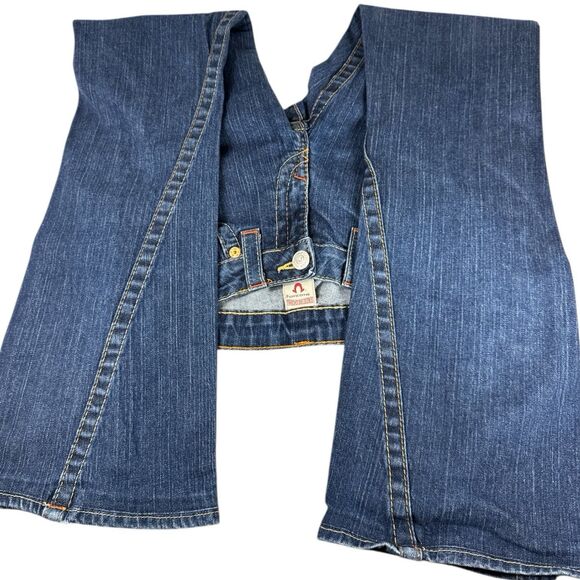Vintage True Religion Jeans Womens 28 Blue Joey Low Rise Flare Made in USA Y2K - Picture 6 of 16